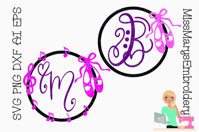 Ballet Monogram Frames SVG MissMarysEmbroidery 
