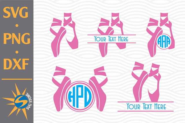 Ballet Shoe Monogram SVG, PNG, DXF Digital Files Include SVG SVGStoreShop 