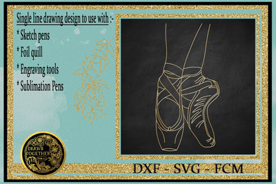 Ballet Shoes - Single line for Foil Quill Sketch DESIGN DrawnTogether with love 