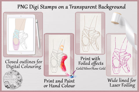 Ballet Shoes - Single line Sketch | Digi Stamp | Illustration | Bundle Sketch DESIGN DrawnTogether with love 