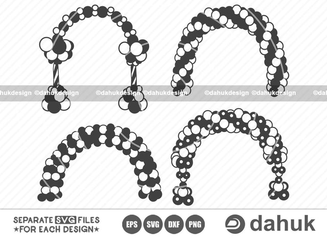 Balloon Arch SVG, Layered Ballon Arch Svg, Balloons svg, Party gate svg, Birthday gate svg, Cut file for silhouette, svg, eps, dxf, png, clipart cricut design space, vinyl cut files SVG dahukdesign 