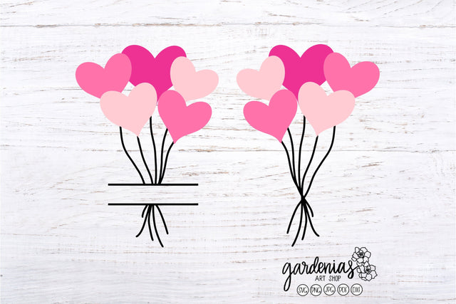 Balloon Heart Split Monogram SVG Gardenias Art Shop 