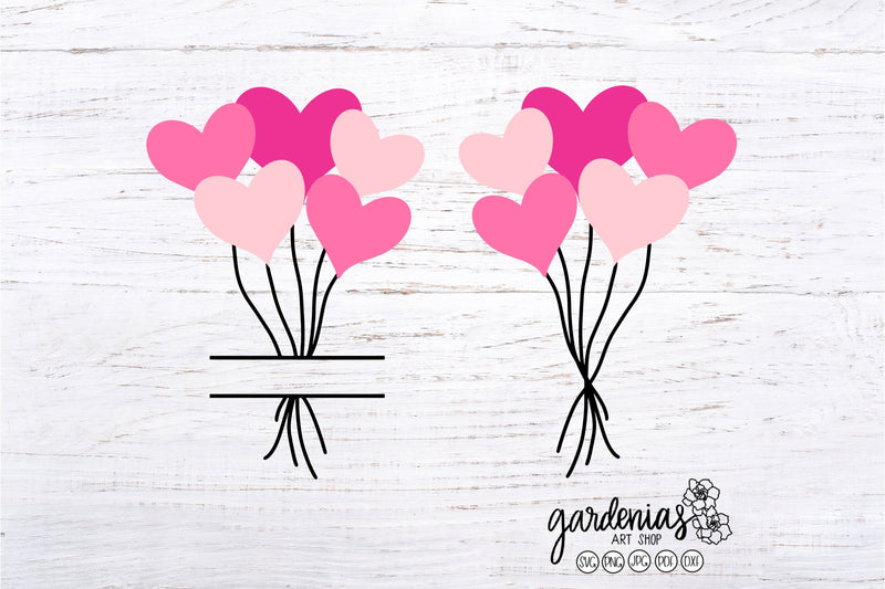 Balloon Heart Split Monogram SVG Gardenias Art Shop 