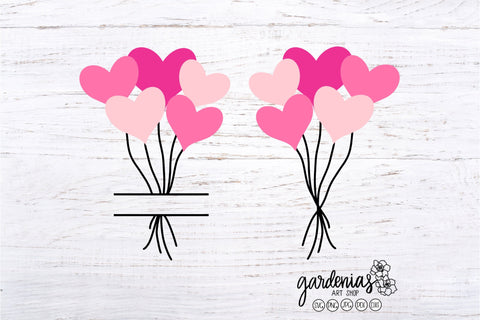 Balloon Heart Split Monogram SVG Gardenias Art Shop 