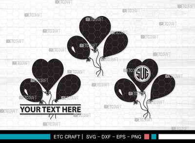 Balloon Monogram SVG | Air Balloon Svg | Balloon String Svg | Hot Air Balloon Svg | Birthday Air Balloons | Balloon Clipart SVG ETC Craft 