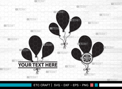Balloon Monogram SVG | Air Balloon Svg | Balloon String Svg | Hot Air Balloon Svg | Birthday Air Balloons | Balloon Clipart SVG ETC Craft 