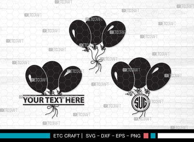 Balloon Monogram SVG | Air Balloon Svg | Balloon String Svg | Hot Air Balloon Svg | Birthday Air Balloons | Balloon Clipart SVG ETC Craft 