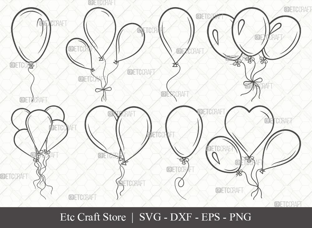Balloon Outline SVG Cut File, Balloon Svg, Balloon String Svg, Hot Air  Balloon Svg, Birthday Air Balloons Bundle, Eps, Dxf