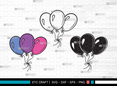 Balloon SVG | Air Balloon Svg | Balloon String Svg | Hot Air Balloon Svg | Birthday Air Balloons | Balloon Clipart SVG ETC Craft 