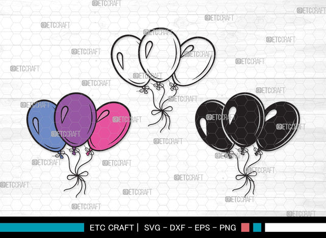 Balloon SVG | Air Balloon Svg | Balloon String Svg | Hot Air Balloon Svg | Birthday Air Balloons | Balloon Clipart SVG ETC Craft 