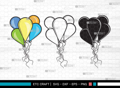 Balloon SVG | Air Balloon Svg | Balloon String Svg | Hot Air Balloon Svg | Birthday Air Balloons | Balloon Clipart SVG ETC Craft 