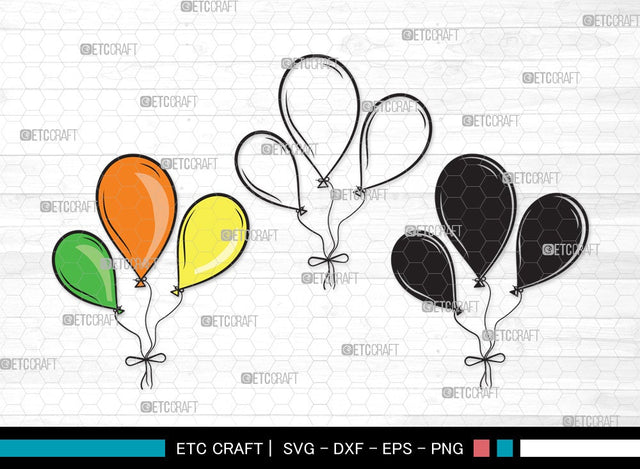Balloon SVG | Air Balloon Svg | Balloon String Svg | Hot Air Balloon Svg | Birthday Air Balloons | Balloon Clipart SVG ETC Craft 