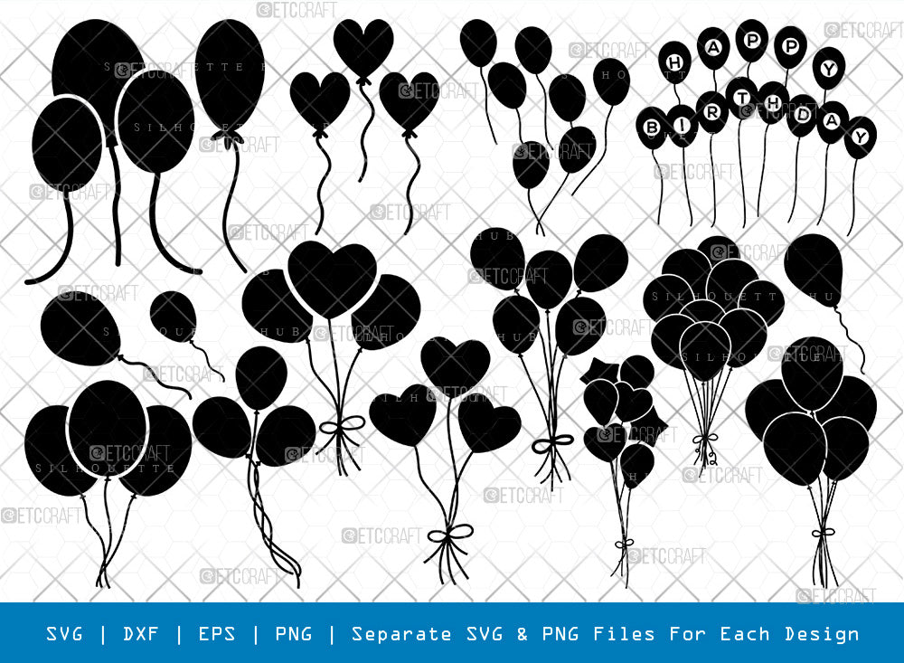 Balloon SVG, Balloon Silhouette, Balloon String Svg, Birthday