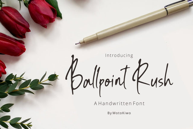 Ballpoint Rush - Handwritten Font Font Motokiwo 