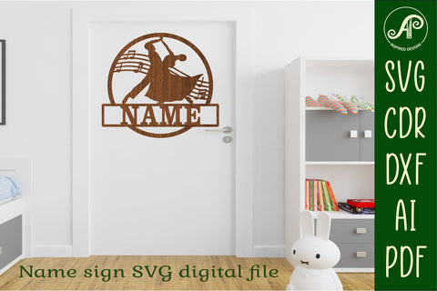 Ballroom dancers version 2Name sign svg laser cut template SVG APInspireddesigns 
