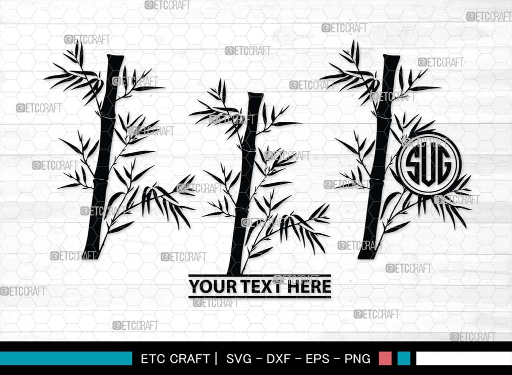 Bamboo Monogram, Bamboo Silhouette, Bamboo SVG, Plant Svg, Bamboo ...