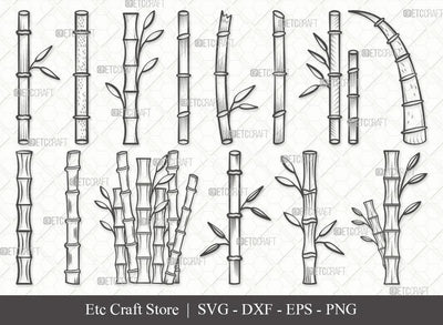 Bamboo Outline SVG Cut File | Leaf Svg | Bamboo Stems Svg | Bamboo Plants Svg | Bamboo Trees Svg | Eps | Dxf | Png | Bundle SVG ETC Craft 