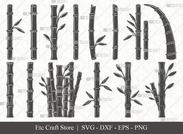 Bamboo Silhouette SVG Cut File | Leaf Svg | Bamboo Stems Svg | Bamboo Plants Svg | Bamboo Trees Svg | Eps | Dxf | Png | Bundle SVG ETC Craft 