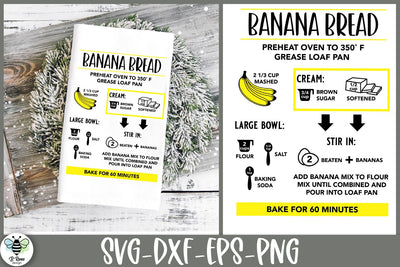 Banana Bread Recipe SVG | Kitchen Towel Design SVG B Renee Design 