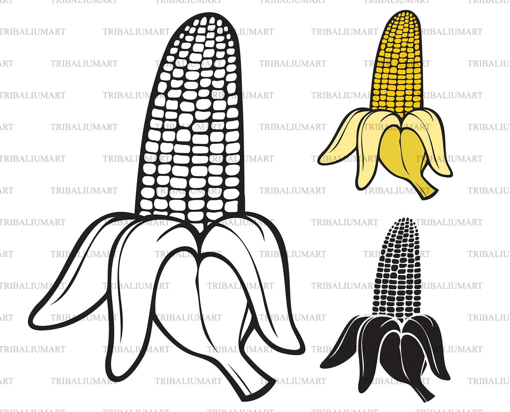 Banana corn. Cut files for Cricut. Clip Art silhouette (eps, svg, pdf ...