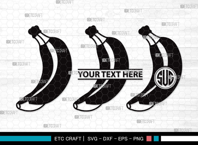 Banana Monogram SVG | Banana Svg | Fruits Svg | Peeled Banana Svg | Banana Bunch Svg | Banana Clipart SVG ETC Craft 