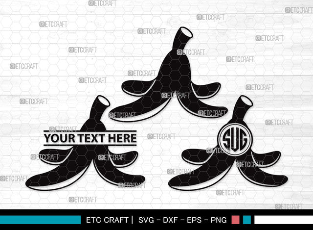 Banana Monogram SVG | Banana Svg | Fruits Svg | Peeled Banana Svg | Banana Bunch Svg | Banana Clipart SVG ETC Craft 