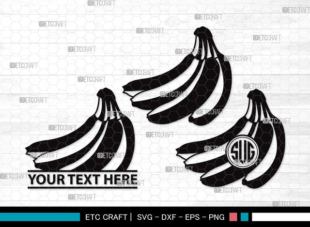 Banana Monogram SVG | Banana Svg | Fruits Svg | Peeled Banana Svg | Banana Bunch Svg | Banana Clipart SVG ETC Craft 