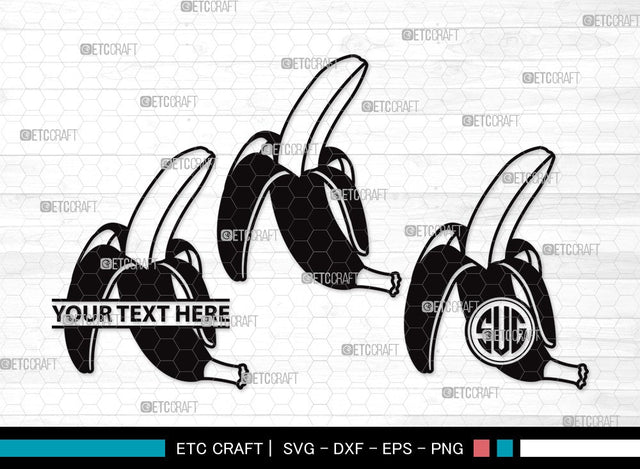 Banana Monogram SVG | Banana Svg | Fruits Svg | Peeled Banana Svg | Banana Bunch Svg | Banana Clipart SVG ETC Craft 