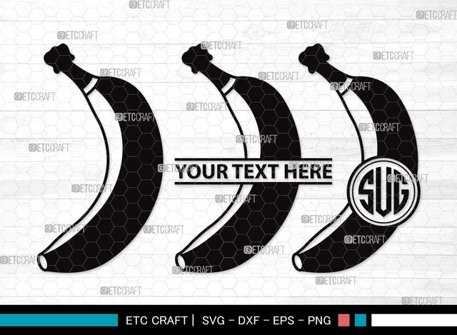 Banana Monogram SVG | Banana Svg | Fruits Svg | Peeled Banana Svg | Banana Bunch Svg | Banana Clipart SVG ETC Craft 