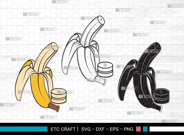 Banana SVG | Banana Svg | Fruits Svg | Peeled Banana Svg | Banana Bunch Svg | Banana Clipart SVG ETC Craft 