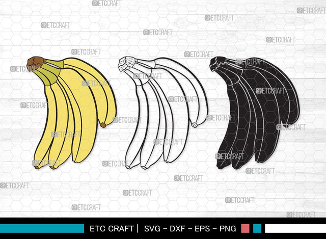 Banana SVG | Banana Svg | Fruits Svg | Peeled Banana Svg | Banana Bunch Svg | Banana Clipart SVG ETC Craft 