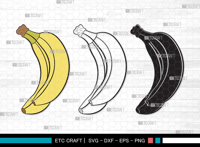 Banana SVG | Banana Svg | Fruits Svg | Peeled Banana Svg | Banana Bunch Svg | Banana Clipart SVG ETC Craft 