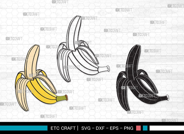 Banana SVG | Banana Svg | Fruits Svg | Peeled Banana Svg | Banana Bunch Svg | Banana Clipart SVG ETC Craft 