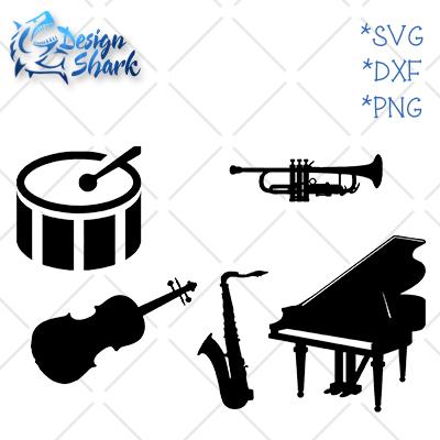 Band Instrument Set SVG Design Shark 