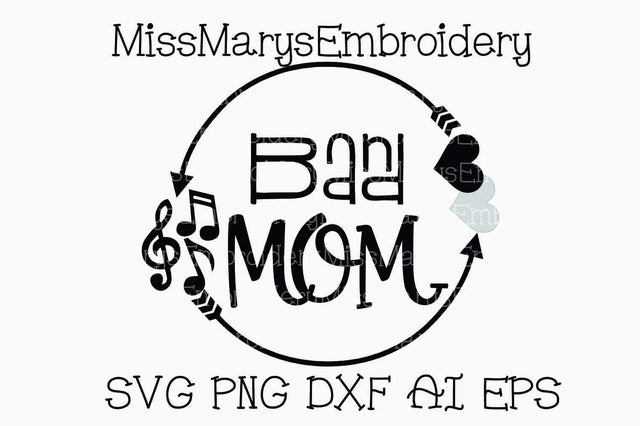 Band Mom Monogram Arrow Ring SVG MissMarysEmbroidery 