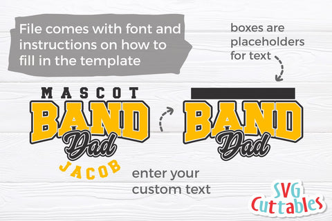 Band svg Cut File - Band Dad Template 004- svg - eps - dxf - png - Marching Band - Silhouette - Cricut - Digital Download SVG Svg Cuttables 