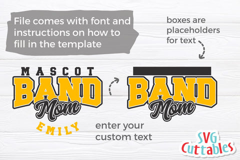 Band svg Cut File - Band Mom Template 001- svg - eps - dxf - png - Marching Band - Silhouette - Cricut - Digital Download SVG Svg Cuttables 