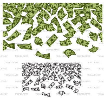 Banknotes rain illustration (money falling) SVG TribaliumArtSF 