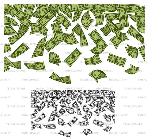 Banknotes rain illustration (money falling) SVG TribaliumArtSF 