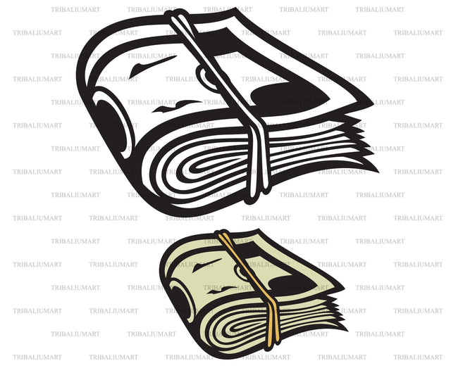 Banknotes with rubber bands SVG TribaliumArtSF 
