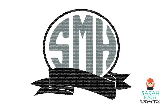 Banner Circle Monogram Frame SVG Sarah Hurley 