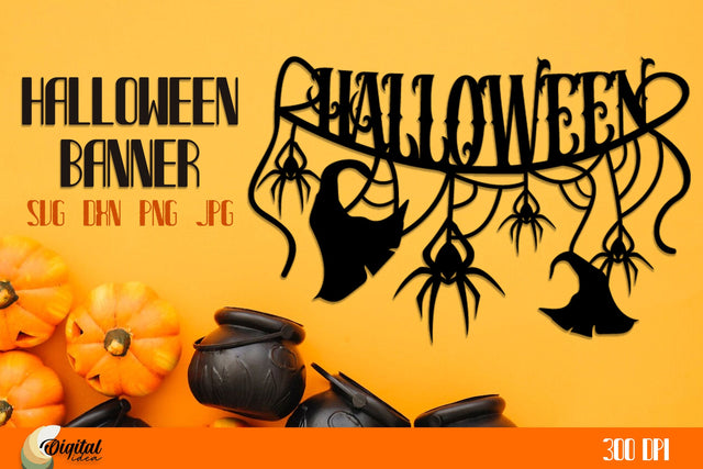 Banner Paper Cut Halloween . Halloween Decor SVG. 3D Paper Evgenyia Guschina 
