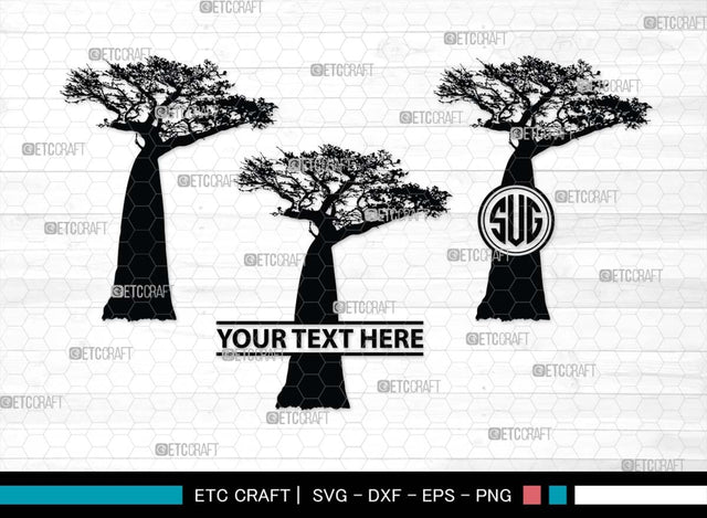 Baobab Monogram, Baobab Silhouette, Baobab SVG, Baobab Tree Svg, African Baobab Svg, Savanna Svg, African Safari Svg, SB00486 SVG ETC Craft 