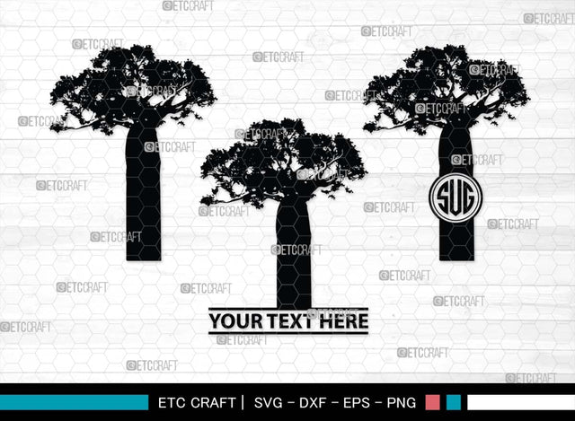 Baobab Monogram, Baobab Silhouette, Baobab SVG, Baobab Tree Svg, African Baobab Svg, Savanna Svg, African Safari Svg, SB00486 SVG ETC Craft 