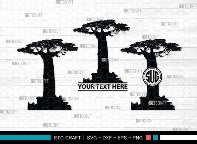 Baobab Monogram, Baobab Silhouette, Baobab SVG, Baobab Tree Svg, African Baobab Svg, Savanna Svg, African Safari Svg, SB00486 SVG ETC Craft 