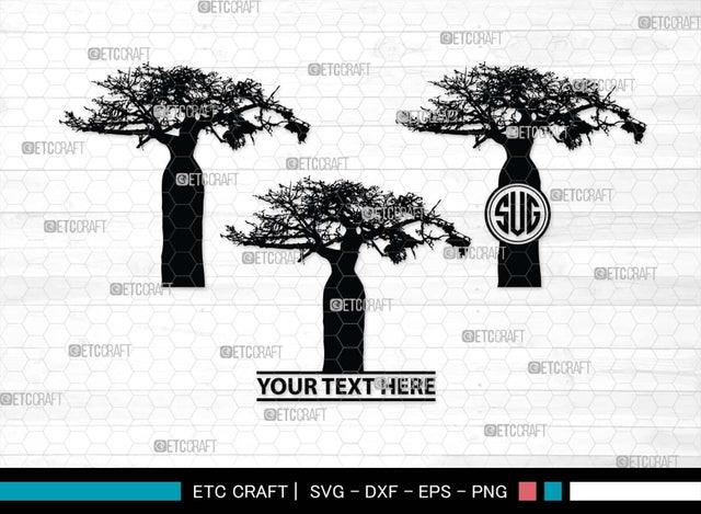 Baobab Monogram, Baobab Silhouette, Baobab SVG, Baobab Tree Svg, African Baobab Svg, Savanna Svg, African Safari Svg, SB00486 SVG ETC Craft 