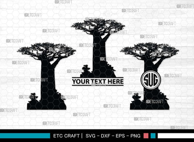 Baobab Monogram, Baobab Silhouette, Baobab SVG, Baobab Tree Svg, African Baobab Svg, Savanna Svg, African Safari Svg, SB00486 SVG ETC Craft 