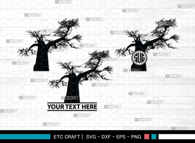 Baobab Monogram, Baobab Silhouette, Baobab SVG, Baobab Tree Svg, African Baobab Svg, Savanna Svg, African Safari Svg, SB00486 SVG ETC Craft 