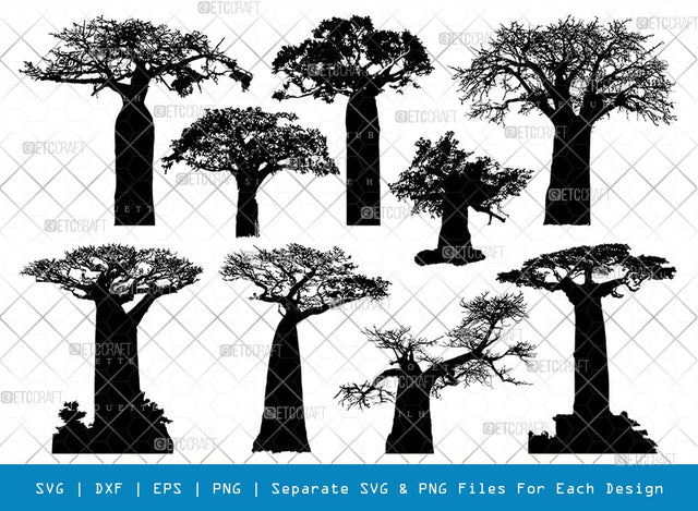 Baobab SVG Cut Files | Baobab Silhouette | Baobab Tree Svg | African Baobab Svg | Savanna Svg | African Safari Svg | Baobab Bundle SVG ETC Craft 