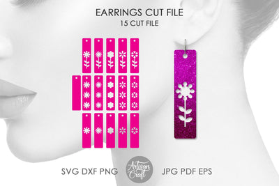Bar earrings, Floral earrings, faux leather earrings SVG SVG Artisan Craft SVG 